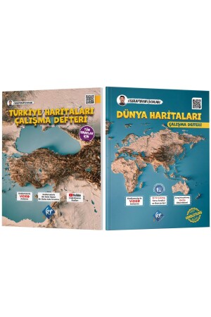 Codes of Geography Türkiye and World Maps Study Notebook Set (For all Exams) - Kr Akademi Yayınları