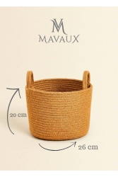 Çok Amaçlı, 20cm-26cm Küçük Boy, Yanları Saplı, Sepet, Jüt, Hasır, Dokuma Sepet, Düzenleyici jütspt05 - MaVaux