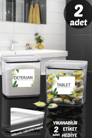Mehrzweck-dekorativer rechteckiger 2,2-Liter-Vakuumsatz mit 2 Tabletten/Reinigungsmittelbox – Behälter mit Deckel ÖZ-BD-002 - özmen home