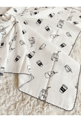 Çok Amaçlı Müslin Örtü 11-milk 80x90 Cm Bebek & Çocuk & Yeni Doğan Müslin Battaniye, Müslin Bez CB103M - Cloudy