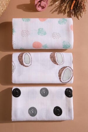 Çok Amaçlı Müslin Örtü 3'lü Set %100 Pamuk Oeko-teks Sertifikalı 80x70 Cm - Çk5 - Bondberro
