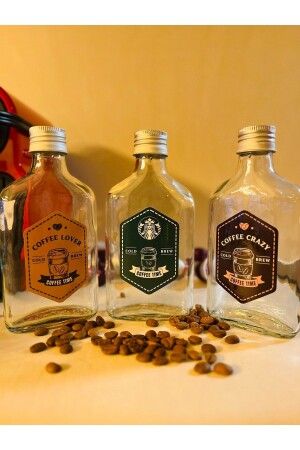 Cold Brew Bottle Set of 3 Waterproof Flat Glass Bottle Set Cold Brew Coffee Bottle Set ColdBrew3pcs - Saccura Decor