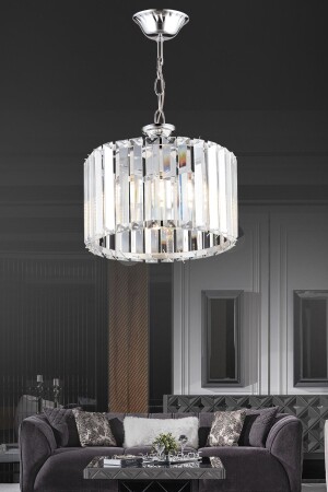 Colesium Model Crystal Modern Aesthetic Bedroom Kitchen Living Room Children's Room Chrome Stone Chandelier of 25 cm - Ultra Home