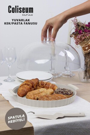 Coliseum White Round Cake – Kuchenkuppel - Okyanus Home