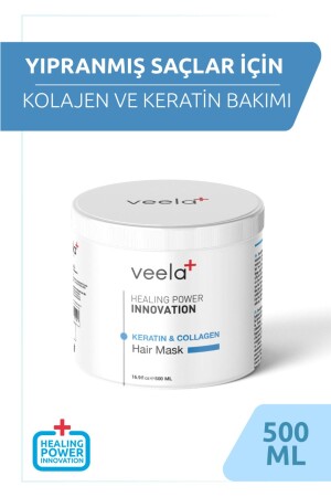 Collagen and Keratin Care Mask for Damaged Hair - Keratin & Collagen Hair Mask V110 - VEELA