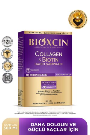 Collagen & Biotin Extra Volume Shampoo 300 Ml - Collagen Biotin Thin Sparse Hair - Bioxcin