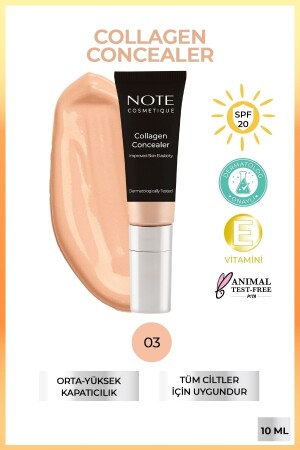 Collagen Concealer 03 SPF 20 Under Eye Concealer with Collagen Content - Note Cosmetics