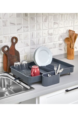 Collapsible Sliding Dish Rack Anthracite - Aslife
