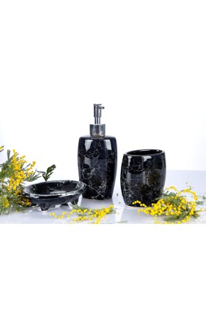 Collection Schwarzes 3-teiliges Badezimmer-Set 009900991 - RED SERAMİK