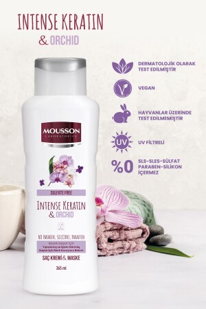 Color Protecting and Damage Repairing Hair Care Cream and Mask Containing Intensive Keratin & Orchid 365 ml - Mousson
