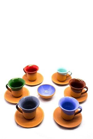 Colorful Earthenware Cup Set Set of 6 cups - KESAL AVANOS