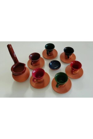 Colorful Earthenware Cup Set with Coffee Pot zc1 - PINARSTORE