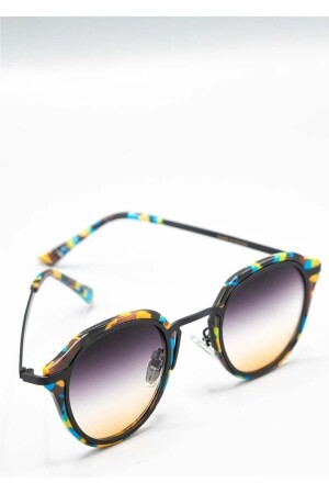 Colorful Patterned Frame Blue Glass Oval Women's Sunglasses Ae2049c77-1 AE2049 - Angel Eyes