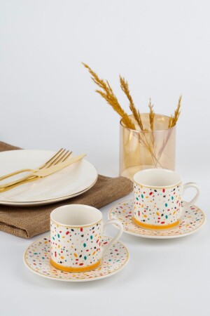 Colorful Porcelain Coffee Cup Set for 6 Persons 100 ml Porsima TE-028 Colorful - Porsima