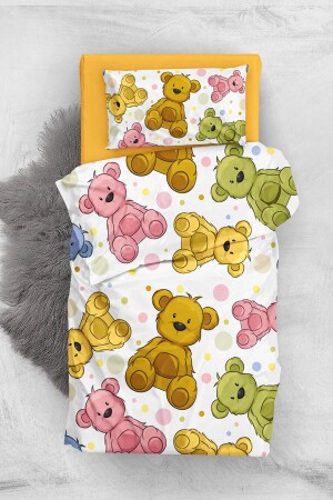 Colorful Teddy Bear 3d Cotton Satin Baby Duvet Cover Set monohome1702 - Monohome