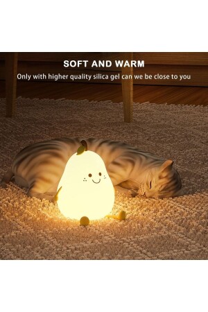 Colorful Usb Rechargeable Pear Night Light - Silicone - Gift - Children's Night Light - Benimolmali