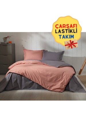 Colormix Single Tile Anthracite Duvet Cover Set with Elastic Sheets özdilektk-colormix - Özdilek