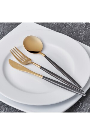 Colors 30 Piece Fork Spoon Knife Set Black Shiny Gold 500. 01. 01. 6420 - Jumbo