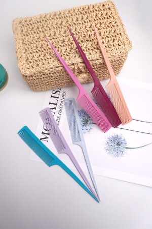 Comb Set 6 Pieces Colorful Crepe Hair Parting Comb - Monalisa