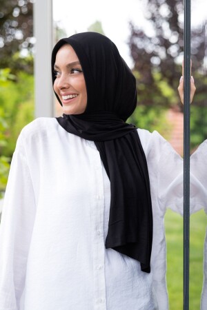 Combed Cotton Ready Practical Shawl Scarf Black - Elans