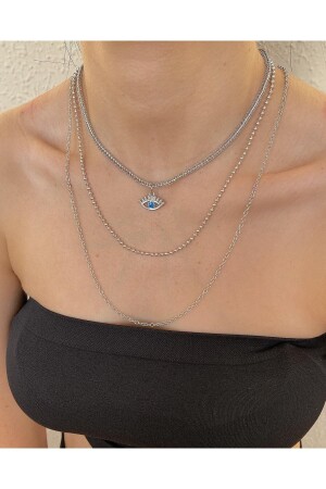 Combination 3 Piece Snake Chain Eye Necklace - Takıtarzım