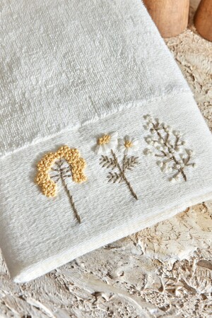 Comfort Touch Handtuch aus 100 % Baumwolle, bestickt, Grau, 30 x 50 cm - Karaca Home