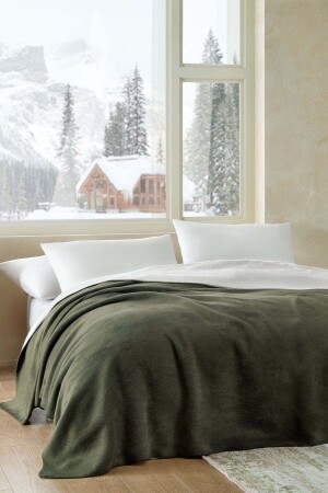 Comfy Çift Kişilik Battaniye - Green Beige 8682048804134 - Hibboux
