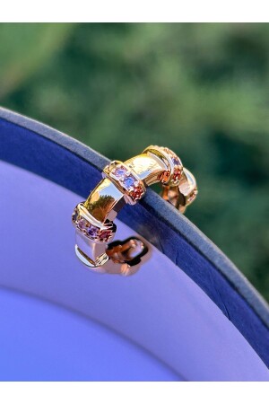 Compressed Gold Rose Gold Color Steel Stone Women's Cartilage Earring 2cm Gift Valentine's Day - Bymerve