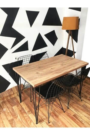 Concepthouse Furniture Dining Table Kitchen Table for 4 Persons Atlantic Pine with Wire Chairs - Lovegarden