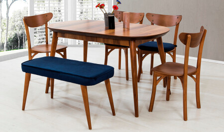 Conical Dining Table Set - Walnut - Cadde Yıldız