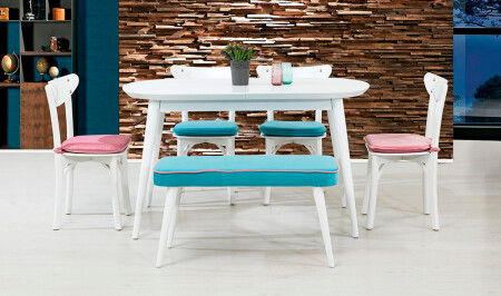 Conical Dining Table Set - White - Cadde Yıldız
