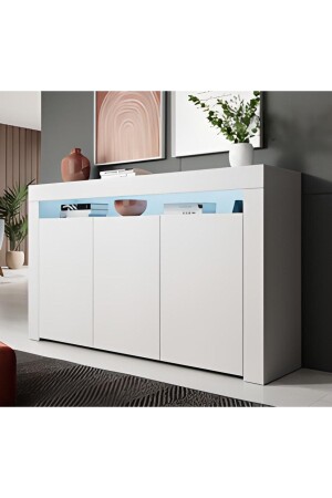Console LED Illuminated Stylish Modern and Elegant Console White Matte Buffet SDB604-02-BLK - ECM