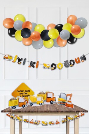 Construction Themed Birthday Party Set Standing Table Top Model Banner Party Decoration Set - Pekshop