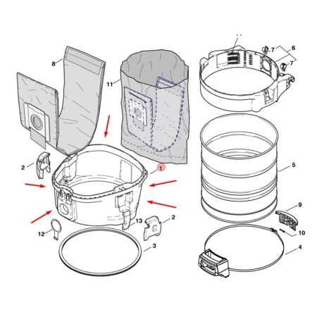 Container transition attix 761-21 xc NILFISK 302001610 - Nilfisk Parts