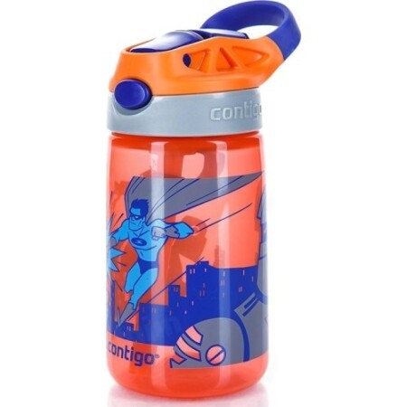 Contigo Gizmo Flip çocuk içme şişesi, 420 ml, şeftali-süper kahraman desenli. - Contigo