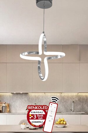 Controlled 3 Color Illuminated Modern Pendant Lamp LED Chandelier Chrome Case Entrance, Hall, Room Gonca - Renkoled Aydınlatma