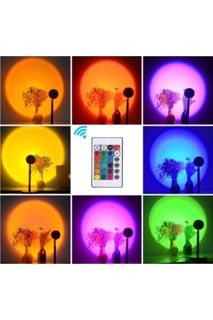 Controlled Sunset 16 Color Rainbow Atmosphere Projection Lamp Photo Shooting Usb Led Light - Genel Markalar