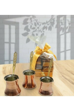 Cooker Turkmen Copper Coffee Pot Set - Set of 3 hbcs03 - Zarif