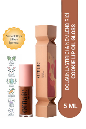 Cookie Lip Oil Gloss Dolgunlaştırıcı Efekt , Nemlendirici, Parlatıcı Simli Dudak Yağı Kurabiye 5 ml - Ornate