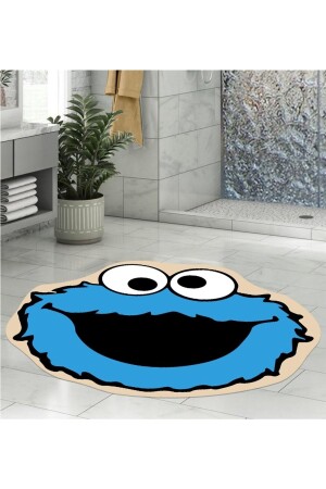 Cookie Monster Patterned Bath Mat, Toilet Seat Mat, Round Mat, 80x80cm KC01 - eco concept