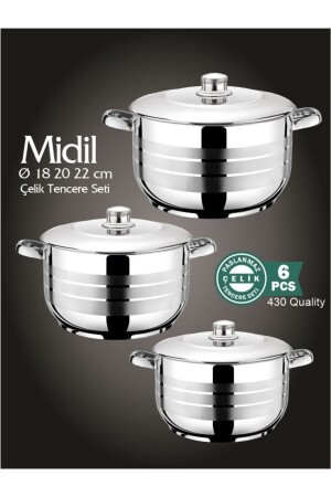 Cookware Set 18*20*22 Cm Midil Set Pipe Handle 6 Pcs E. 037 - ERENA