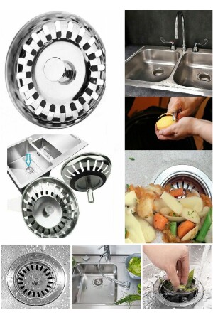 Çöpmak Stainless Steel Siphon Strainer 8 Cm Sink Sink Strainer Sink Drain Strainer - Biterse
