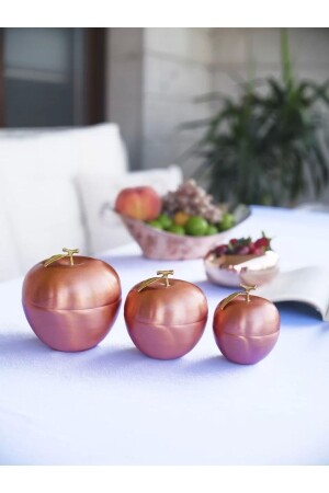 Copper Apple Set 3 Pieces Matte Copper Color BKRELM - Bakır Concept