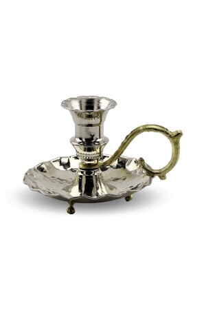 Copper Candlestick Candle Holder Şinanay Nickel Plated - Morya