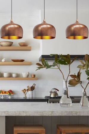 Copper Color New Generation Chandelier Triple Lamp Retro Restaurant Dining Room Patisserie Cafe Living Room Hotel BMM7138 - Bamyum