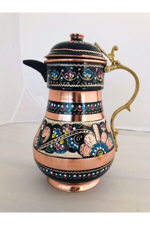 Copper Enamel Embroidered Jug with Lid bkrmnkpk - Zinnun