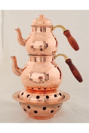 Copper Family Size Teapot Set with Ottoman Stove UB-2784 - uygunglobal