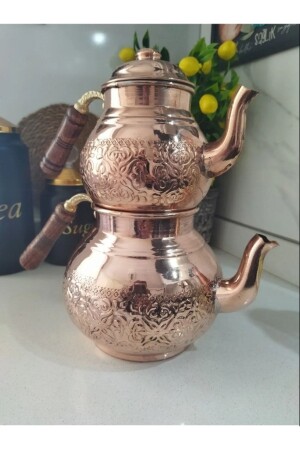 Copper Large Size Authentic Teapot with Wooden Handle 4 Pieces 8690945471756 - Zenlife