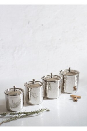 Copper Spice Set Hammered Silver Color (PACK OF 4) CKCBHRTTKM - Bakır Concept