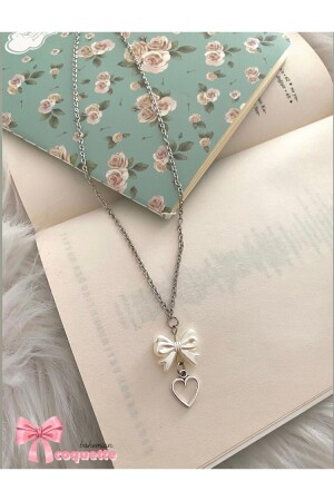 Coquette Fairycore Necklace with Heart Bow - Bohemian Takı Tasarim
